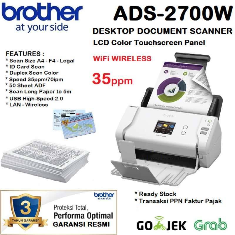 Brother Wireless High-Speed Desktop Document Scanner, ADS-2700W,  Touchscreen LCD, Duplex Scanning 