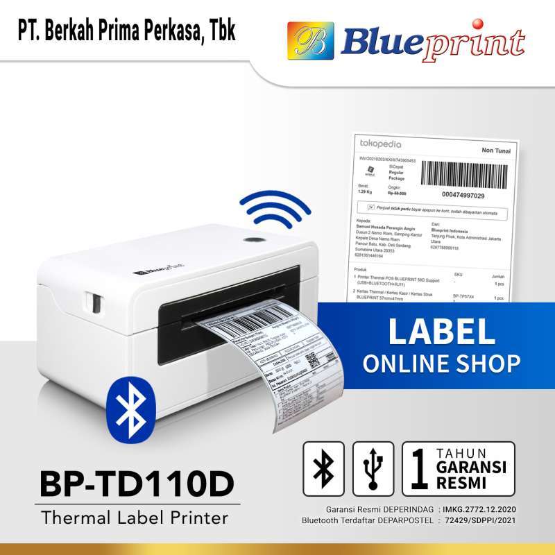 Jual BLUEPRINT Printer Barcode Thermal/Label Resi A6 TD110D ...