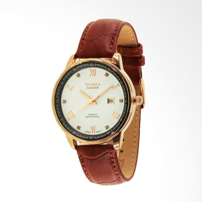 Tajima Analog Watch Date 3097 Leather Date GA 01 Jam Tangan Pria - Putih