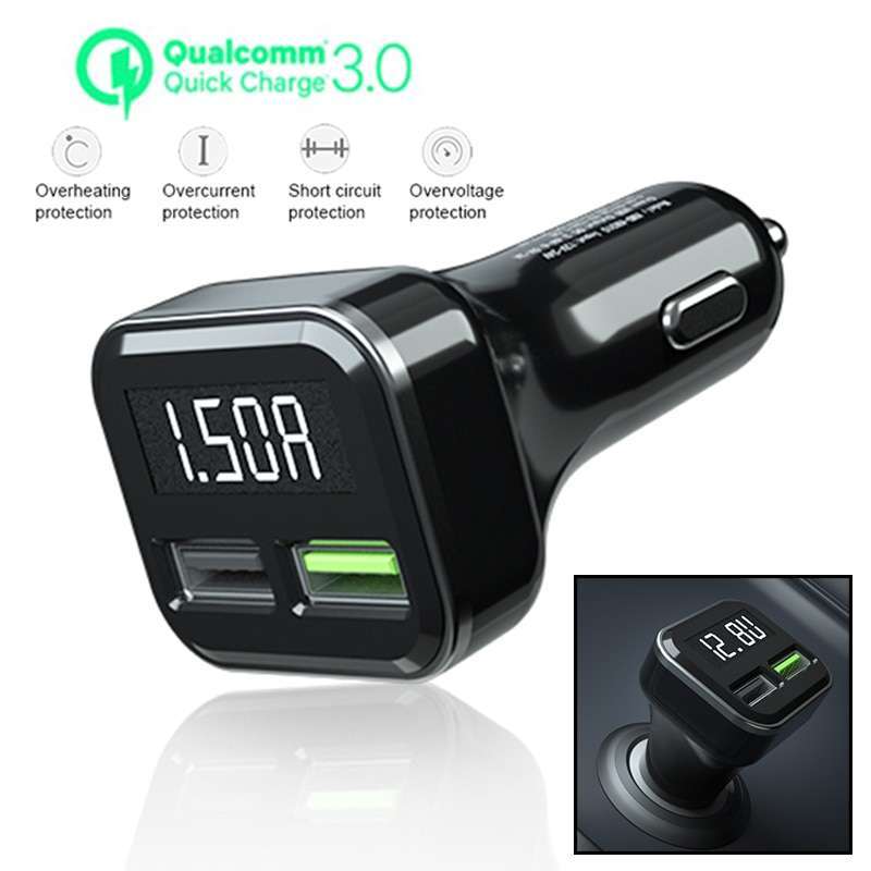 Jual Pemantau Tegangan Listrik Aki Mobil Dual USB QC3.0 Car Accu