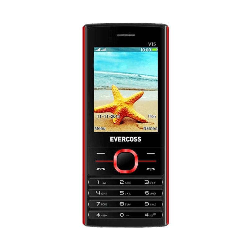Evercoss V15 Candybar Handphone - Black Red [Dual SIM]