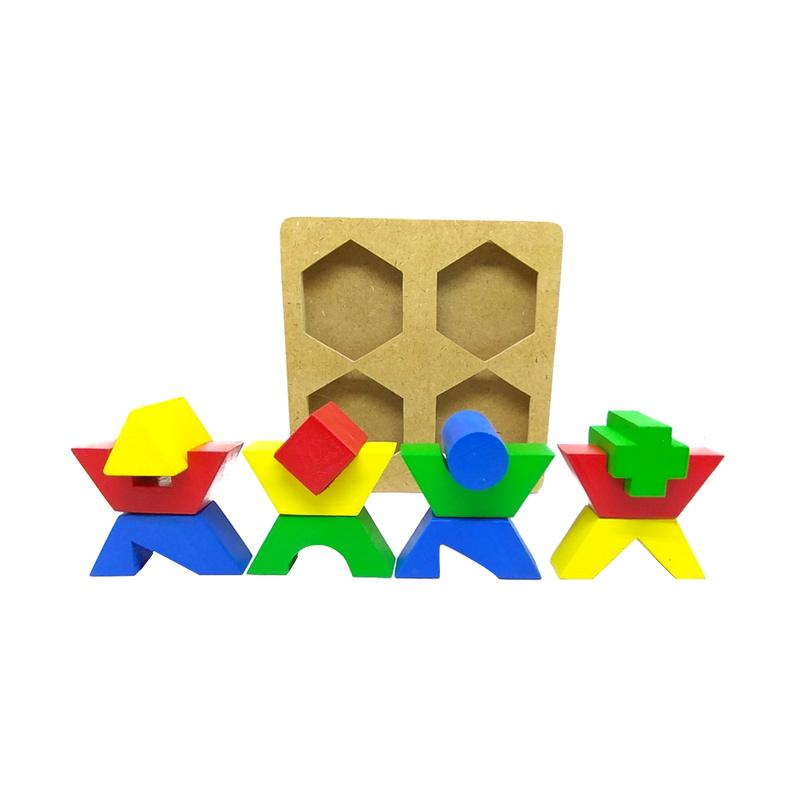 Harga Sinjo Toys Geometri Puzzle 4 Bentuk Mainan Edukasi Edukatif Anak Kayu Murah