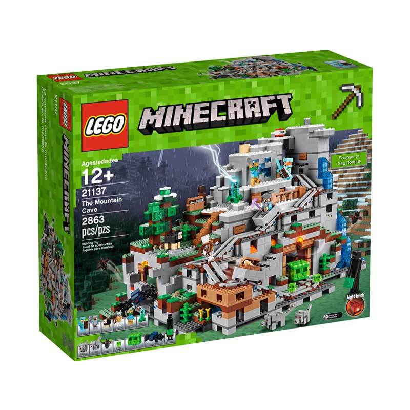 Build lego minecraft mountain cave,lego minecraft 21137 the mountain cave blocks stacking toys