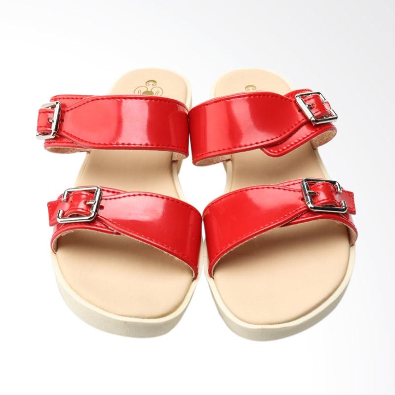 red casual sandals