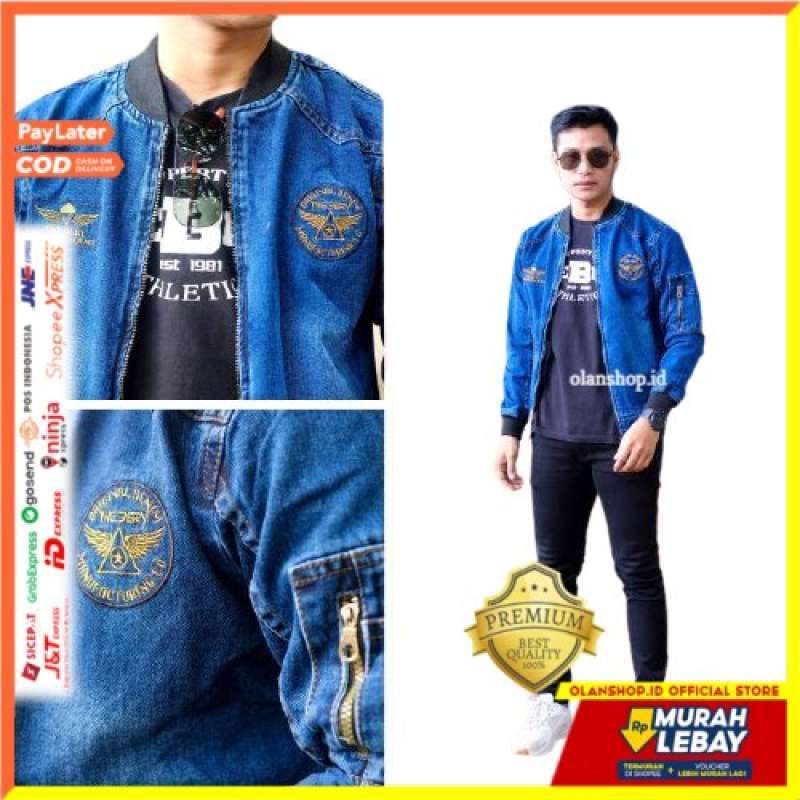 JAKET JEANS PRIA MODEL BOMBER THE BERY 