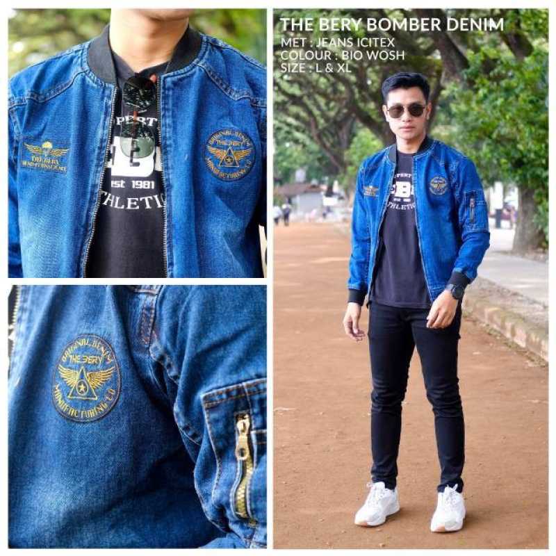 JAKET JEANS PRIA MODEL BOMBER THE BERY 