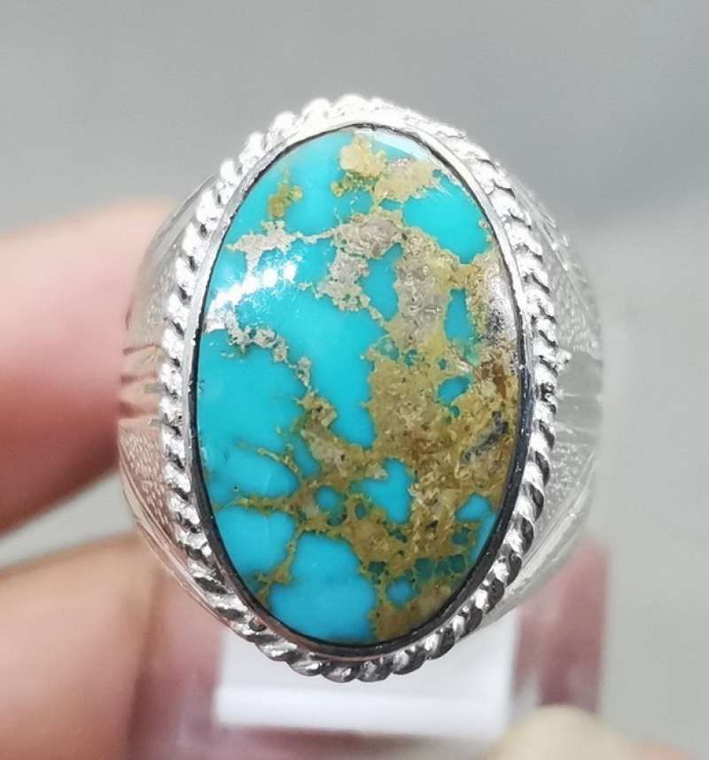 Jual Batu Akik Pirus Urat Emas Asli Ring Perak di Seller ...