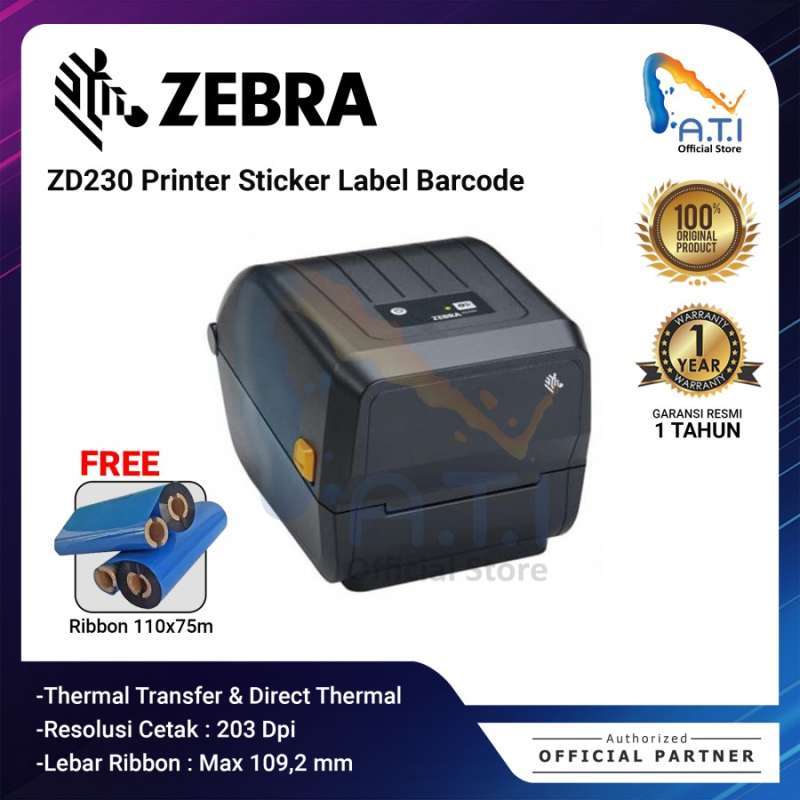Jual ZEBRA Printer Sticker Label Barcode ZD230 ZD 230 2in1 ...