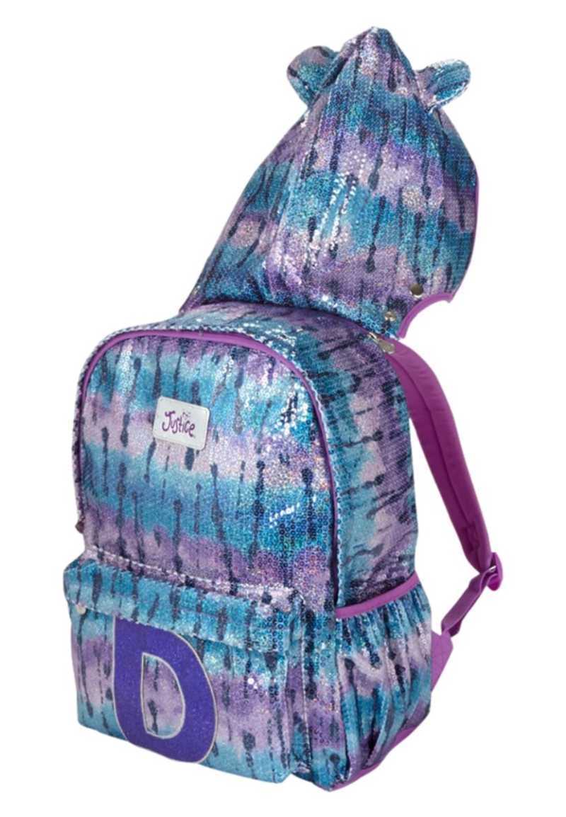 justice hooded backpack