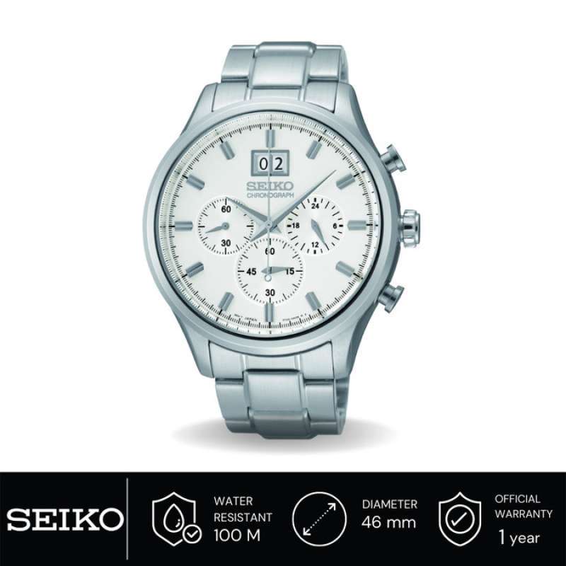 Jam Tangan Pria Seiko Chronograph Stainless Silver SPC079P1 Original
