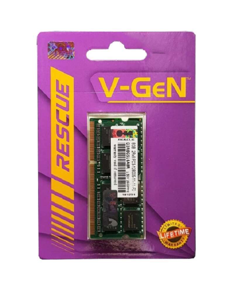 RAM DDR3/DDR3L Sodimm V-GeN Rescue 8GB PC12800 1600Mhz Memory Laptop  Notebook VGEN - Main Image