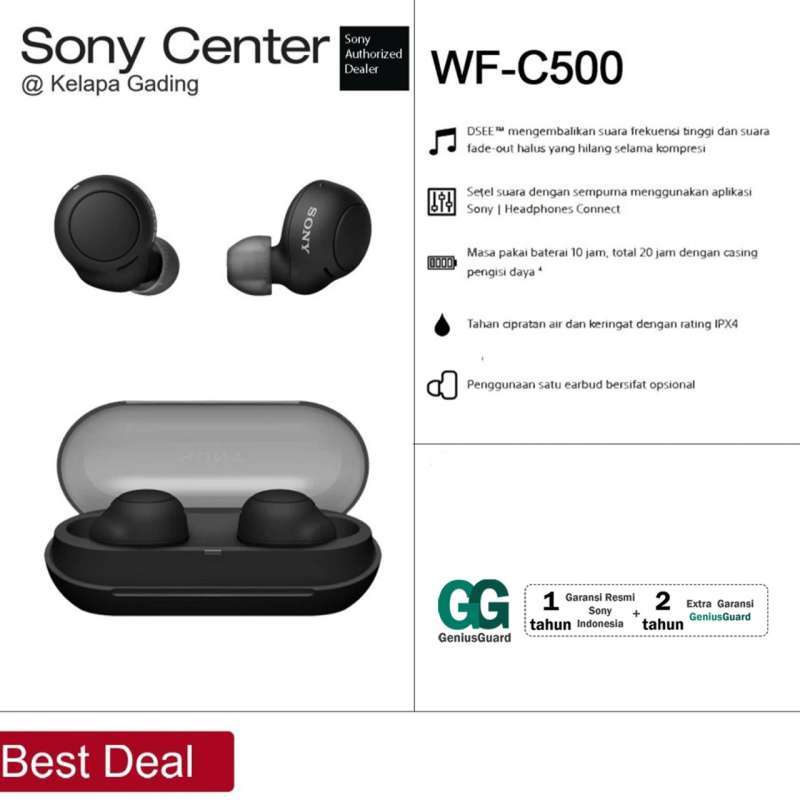Jual Sony WF-C500 White Truly Wireless Headphones / WFC500 / WF C500 Harga  Terbaik