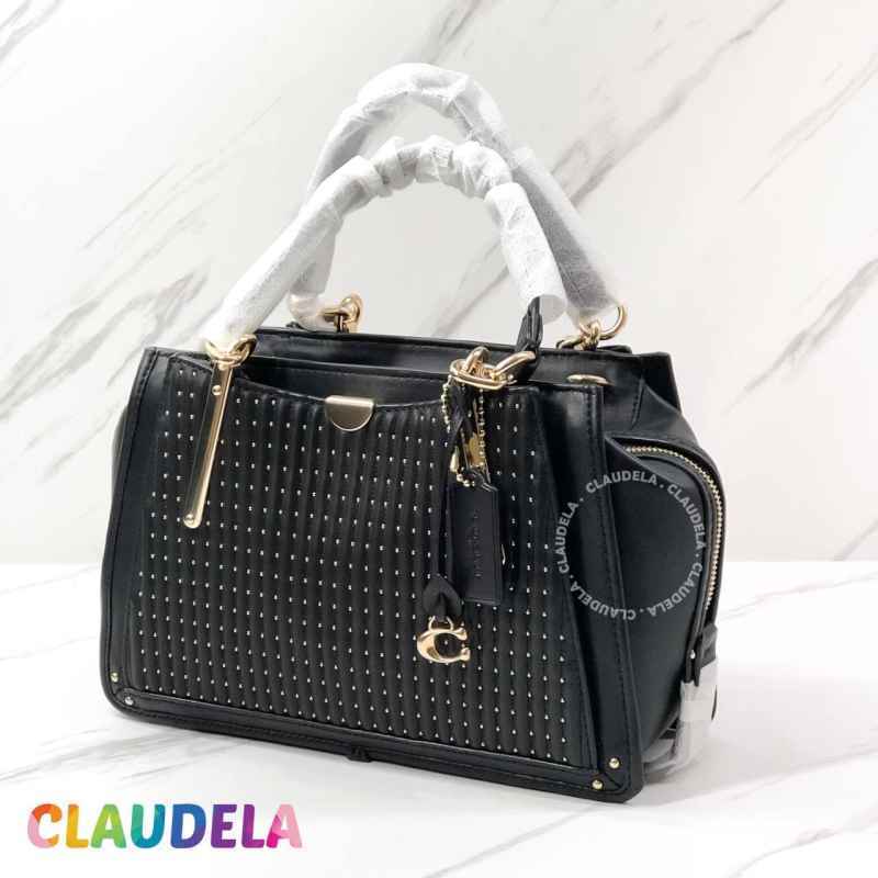 Jual COACH Dreamer 28 Medium Satchel in Quilted Black Rivets di
