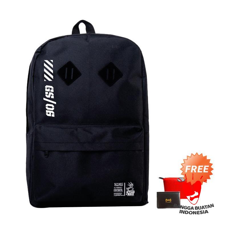 GShop RZY 9453 Tas Ransel Pria - Black + Free Bag Pouch or Dompet Kartu