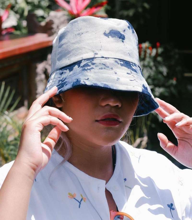 Bucket Hat Denim Hand Made Laut Pattern 