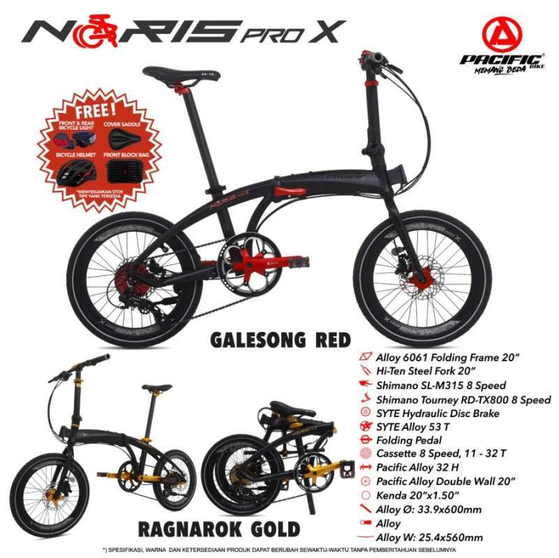 Jual SEPEDA LIPAT PACIFIC NORIS PRO X 20 FRAME ALLOY 8 SPEED