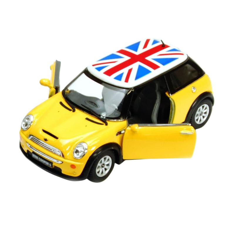 Mini Cooper S Top British Flag Die-Cast Model Car Kinsmart 1:28 Toy Collectible