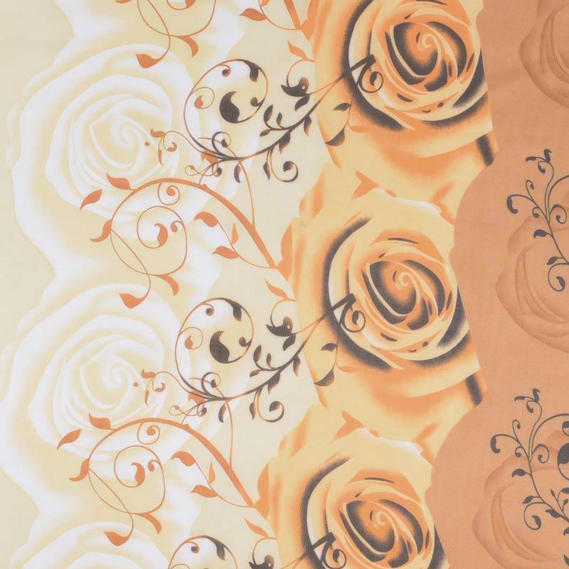 Scopo Print Bunga Mawar Besar Syal Wanita Oranye Coklat