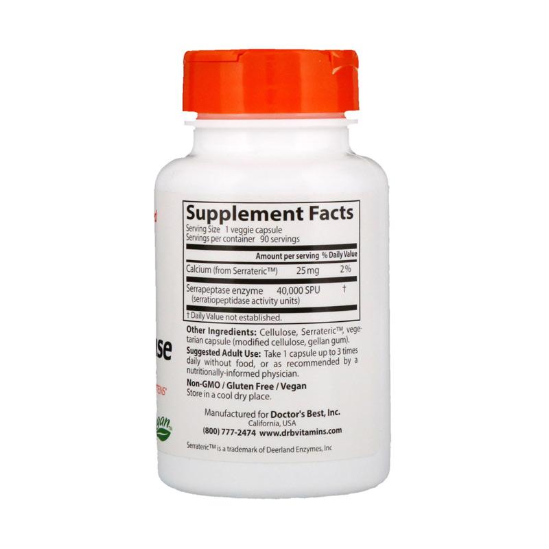Promo Doctor Best Serrapeptase 40,000 SPU [90 Veggie Caps ...