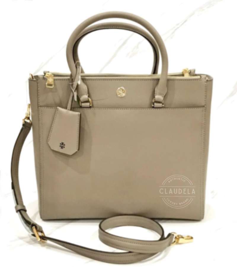 Jual Tory Burch Robinson Double Zip Tote In Grey Heron Di Seller