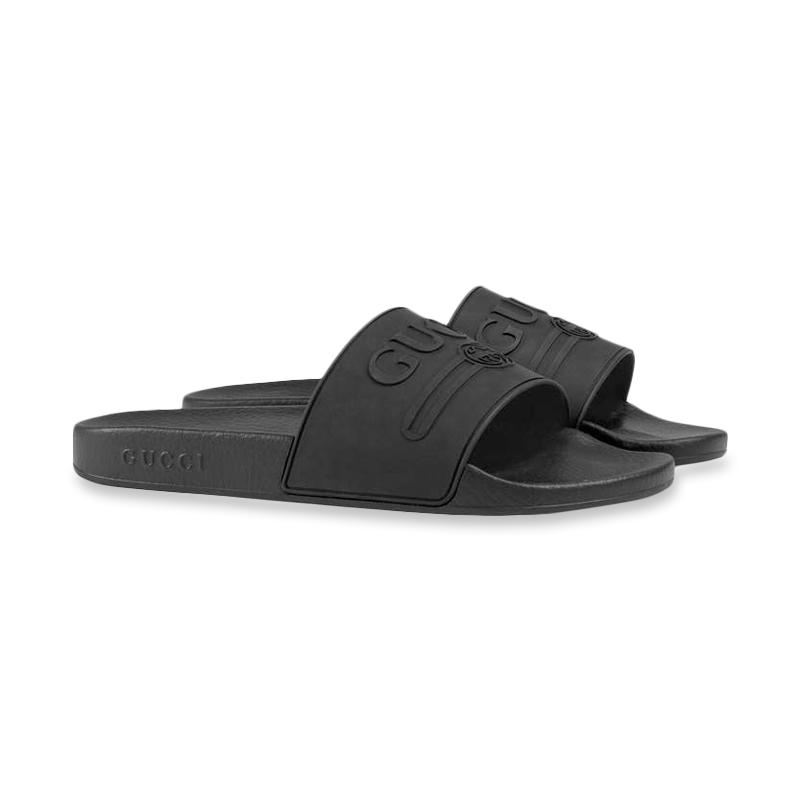 black slides with buckle