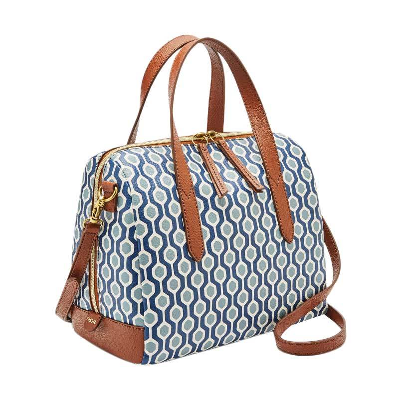 fossil sydney satchel blue multi
