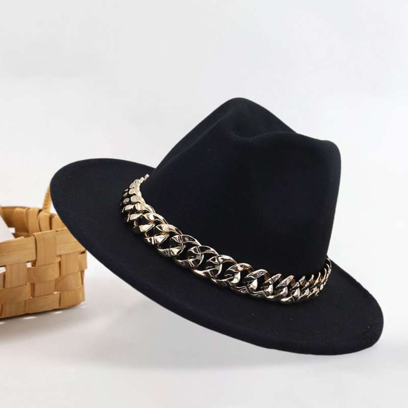 Promo Wide Brim Fedora Hat with Gold 
