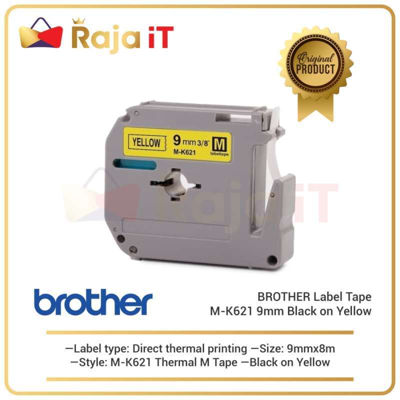 BROTHER Label Tape M-K621 9mm Black on 