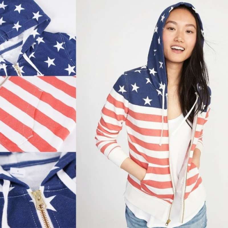 Women Full Zipper Usa Flag [Ozw 