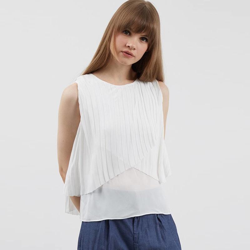 Berrybenka Borita Pleat Top Blouse Wanita - White
