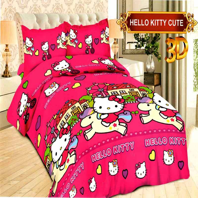 Jual Bonita Motif Hello Kitty Cute Rumbai Set Sprei Dan Bedcover Online Mei 2021 Blibli