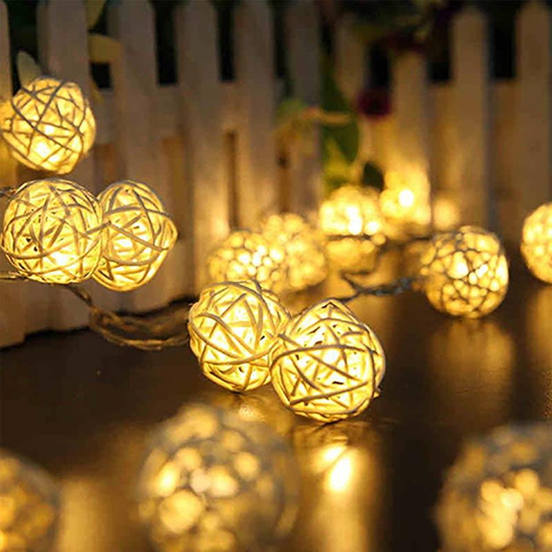 Jual Bluelans 20 Led Rattan Ball String Light Warm White Fairy