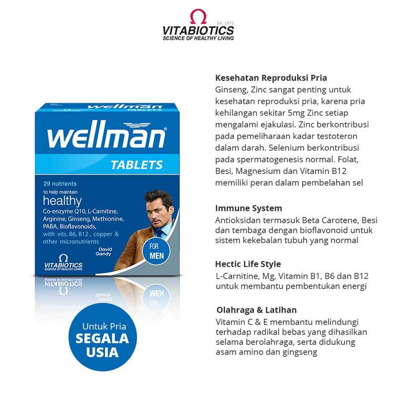 Jual Vitabiotics Wellman Kesehatan Reproduksi Suplemen Pria 30 Tablets Online November 2020 Blibli Com
