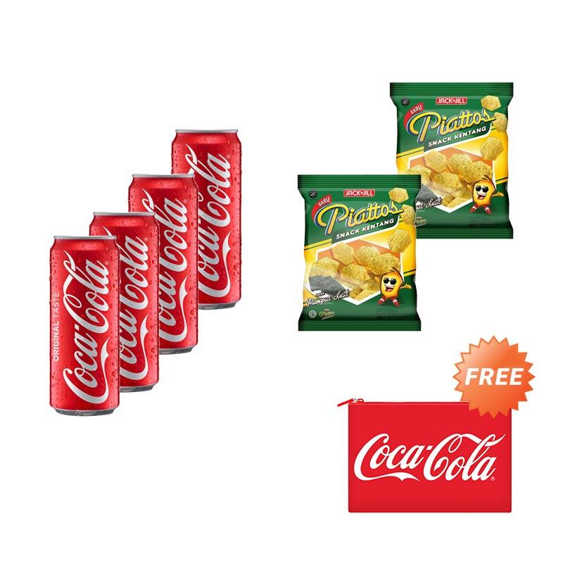 Jual Coca Cola Can Minuman Bersoda 330 Ml 4 Pcs Piattos Snack Kentang Rasa Rumput Laut 80 G 2 Pcs Free Coca Cola Pouch Red Online September 2020 Blibli Com