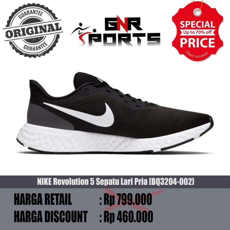 Promo NIKE Revolution 5 Sepatu Lari / Running Pria [BQ3204-002] Original  100% - 42.5 di Seller GnrSports - Kab. Pemalang, Jawa Tengah | Blibli