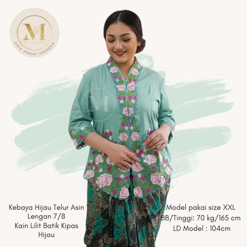 Promo Baju Kebaya Encim Hijau Telor Asin Bunga Pink Lengan 7 8 Malika Keb Di Seller King Street Kota Depok Jawa Barat Blibli