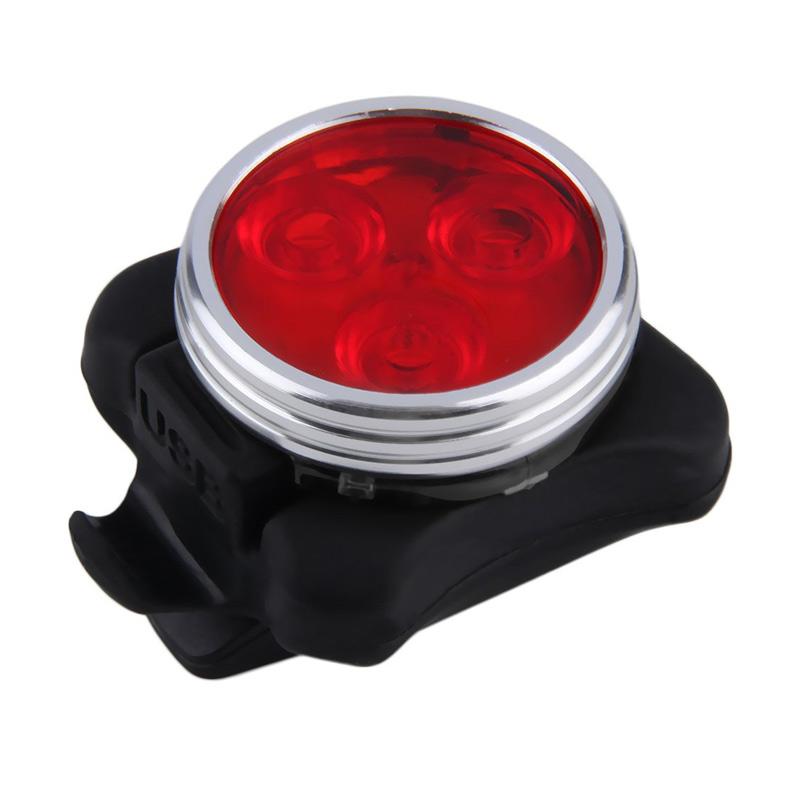 Rechargeable USB Cycling Bicycle Bike 3 LED Head Front Rear Tail Clip Light Lamp