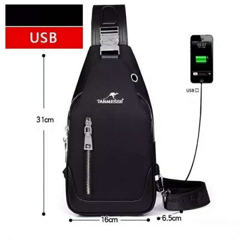 Jual TANMESSO Tas Selempang Pria 5 In 1 USB Port Headset