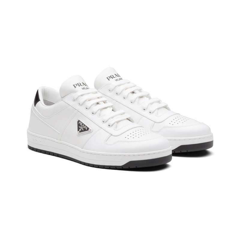 Promo Prada Downtown Leather Sneakers White Black Diskon 38% Di