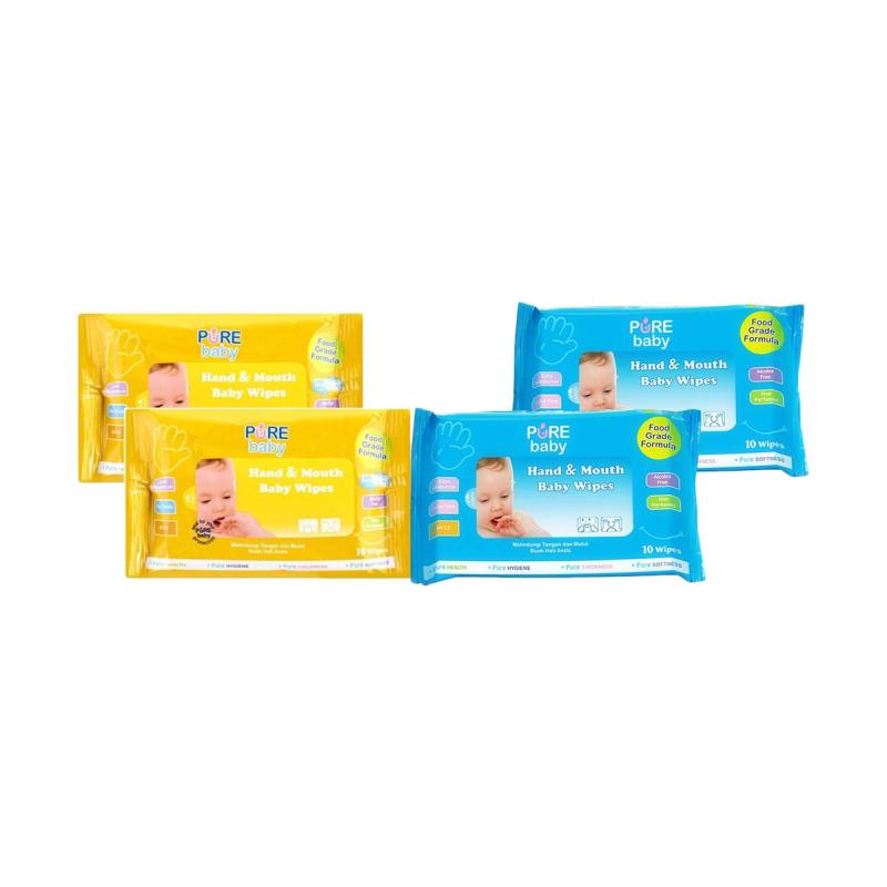 pure baby hand mouth baby wipes 10 slide isi 4 pcs