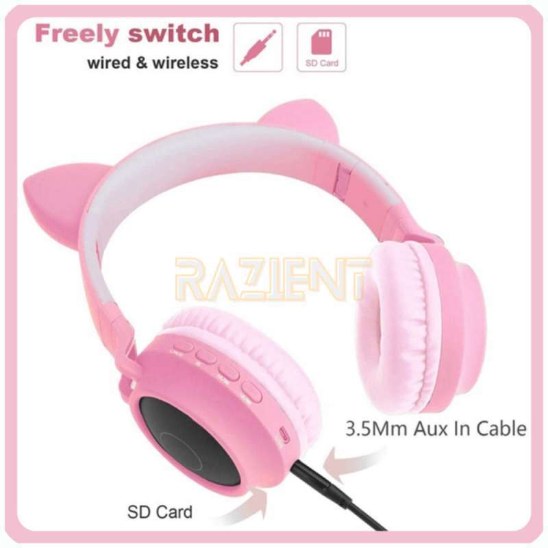 Jual Wireless Headphone Bluetooth 5.0 Rgb Mic Gtippor Cute Cat Ear Bt028C  Kode 045 di Seller Cakradenta Agung - Kota Jakarta Pusat, DKI Jakarta |  Blibli