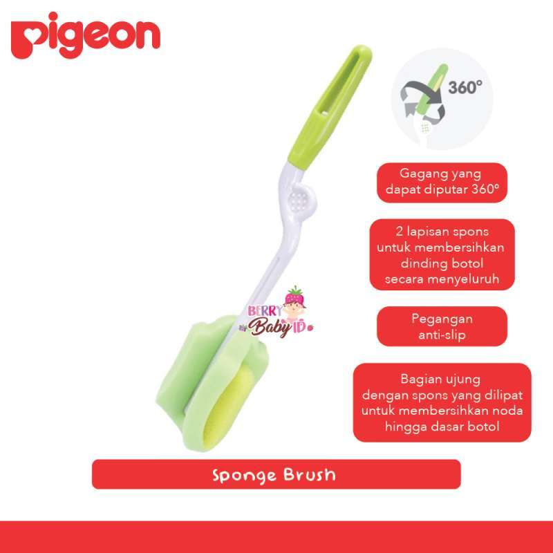 Pigeon Sponge Brush Sikat Busa Pembersih Botol Susu Bayi 360o Berry Baby