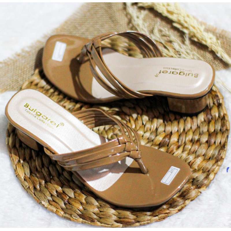 Promo Sandal High Heels Wanita Tali jepit Anyam R 97 39 Mocca