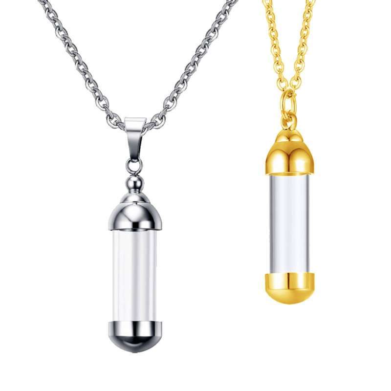 Promo 2x Glass Tube Vial Urn Pendant 
