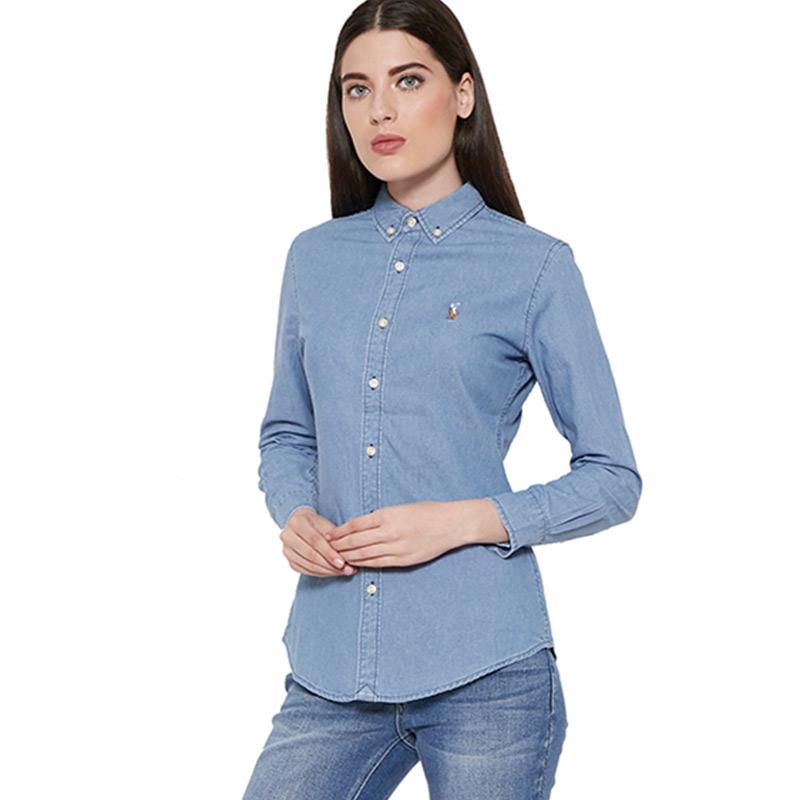 denim polo shirt for ladies