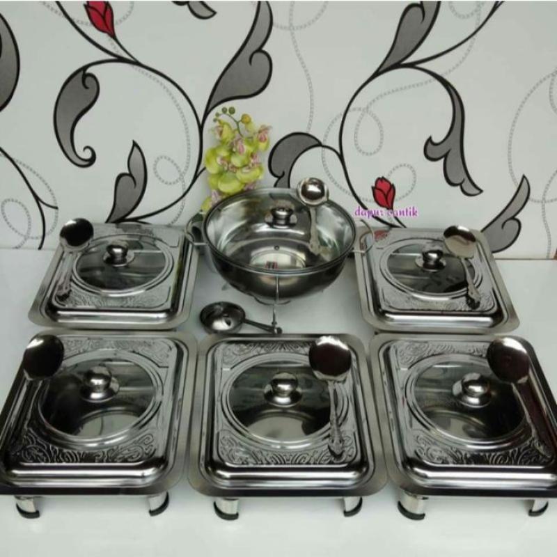 Jual Promo Tempat Makan Prasmanan Set Prasmanan Motif Batik Isi 6 5 Prasmanan Kotak 1 Prasmanan Bulat Lengkap Pemanas 6 Sendok Sayur Bahan Stainless Terbaru Juni 2021 Blibli