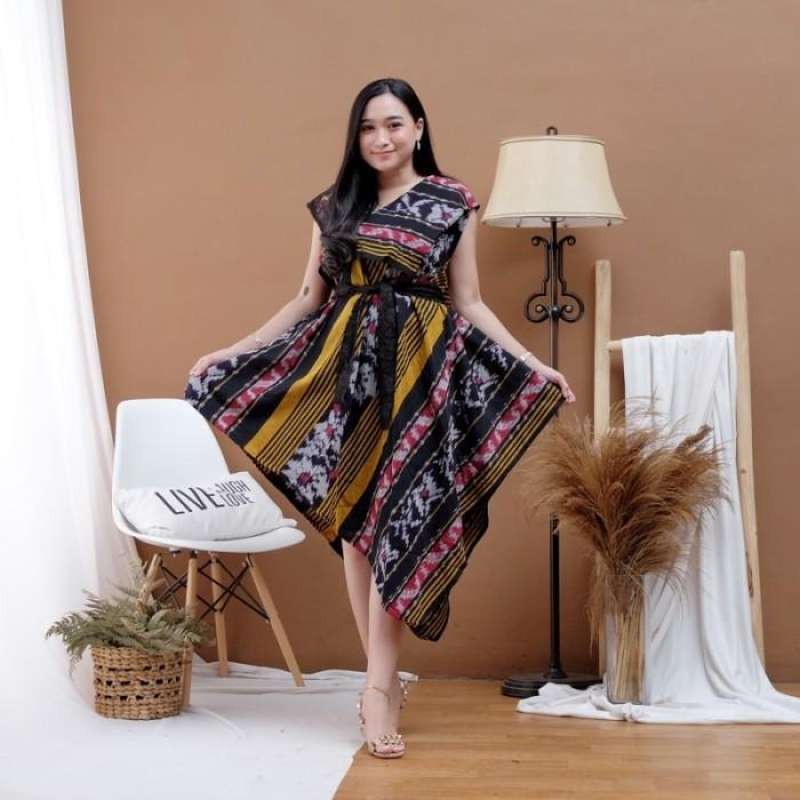Dress Tenun Modern SIERA DRESS TENUN IKAT ASLI SONGKET TROSO