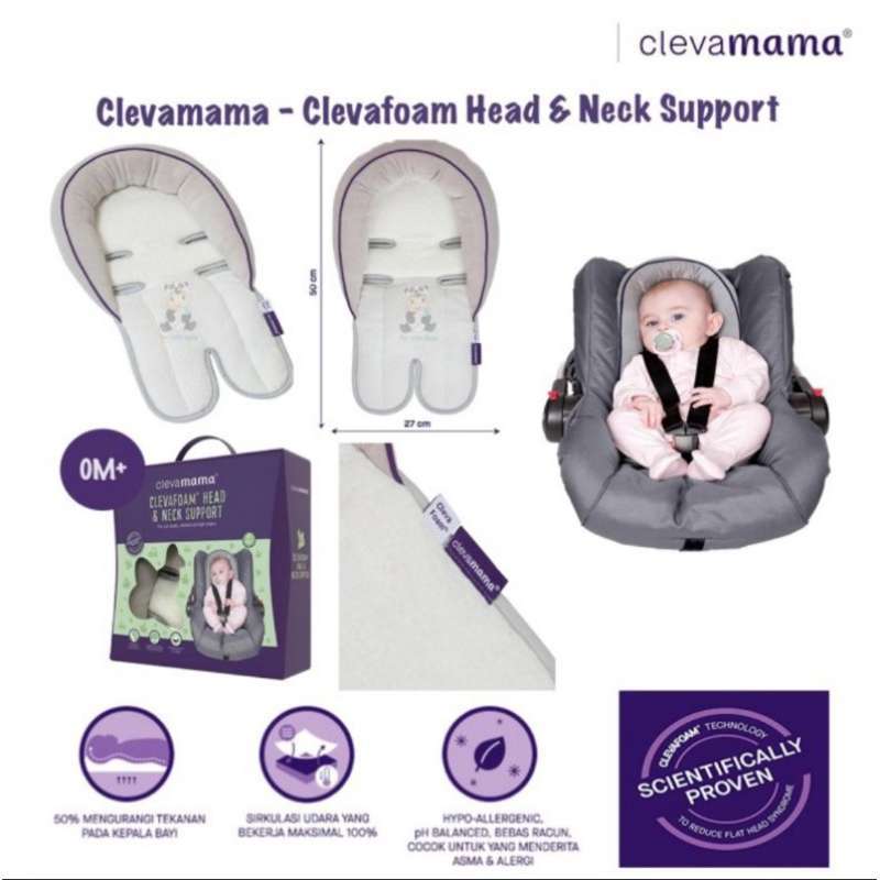 Clevamama Clevafoam Head Neck Support for Car Seats, Strollers High  Chairs