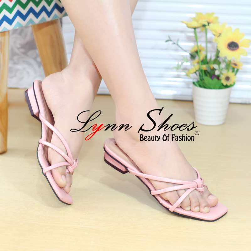 Lynn Sendal Heels Wanita Hak Tahu 2cm SD27U Coklat Hitam Kuning Pink Ungu