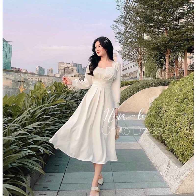 Jual D0829 Chiko Korean Style Vintage Midi Dress Polos Lengan Panjang Di Seller Lola Store Sindangrasa Kab. Ciamis Blibli